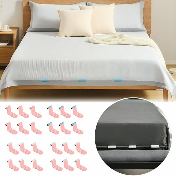 LAMIRO 12Pcs Lock Bedsheet Frame,Firmly Fix Bedsheet,Suitable for All Mattresses,Make Bedsheet Tight,No Longer Have Loose Sheets,One-Time Installation is Simple (Blue)