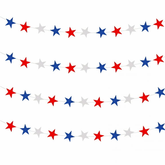 LAMIRO 18 Patriotic Star for 4Th of July Memorial Day Veterans Day Party Wall Window Hanging Decor Independence Day Celebration Holiday Decorations Red White Blue