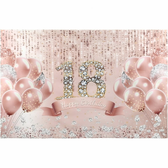 LAMIRO 18th Birthday Banner Rose Gold Party Decorations for Girls