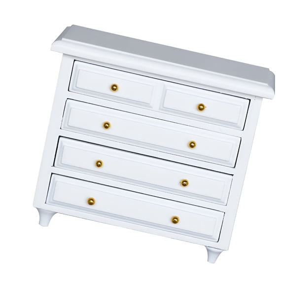 LAMIRO 1PC Mini House Mini Furniture Mini Solid Wood Cabinet Mini Scene Decor (White)