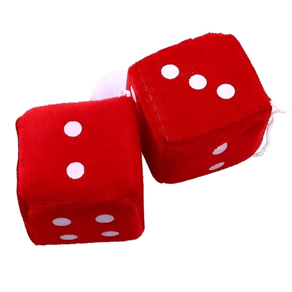 LAMIRO 1Pair Light Up Rear Fuzzy Plush Car Hanging Dice