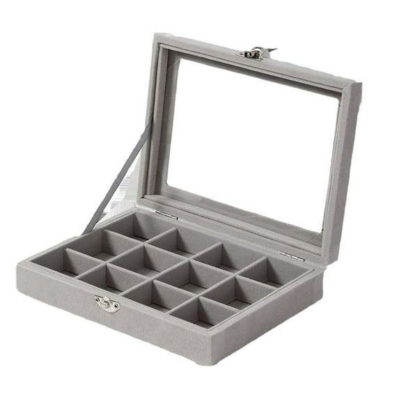LAMIRO 1Pc Jewelry Organizer Case Simple Design Gray Density Board Display for Women