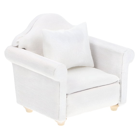 LAMIRO 1Pc Mini House Mini Model Living Room Scene White European Sofa with Cushion