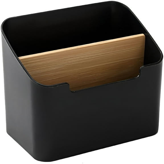 LAMIRO 2 Grids TV Remote Control Holder,Wall-Mounted Table Desktop Stationery Makeup Organizer Box Bamboo Wooden for Students,Black