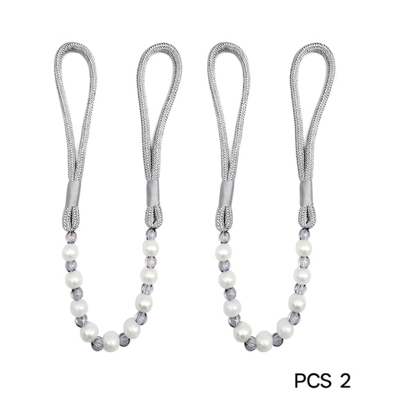 LAMIRO 2 Pack Acrylic Pearl Curtain Tie Backs Curtain Hooks,Elegant Beads Curtain Rope Straps,Curtain Holdbacks Decorative Holdbacks Curtain Holders,29In