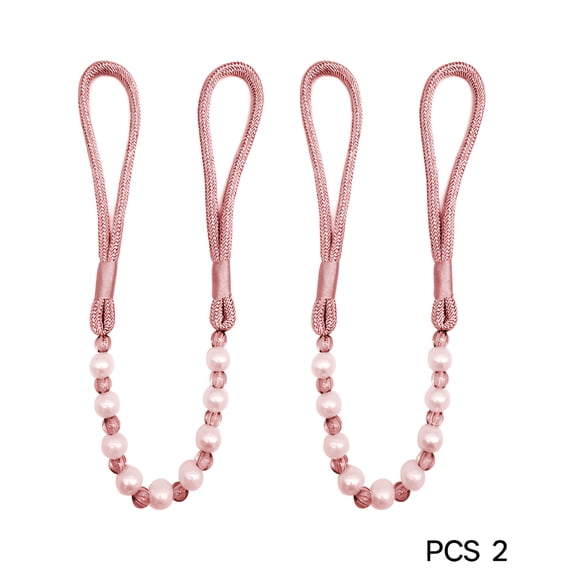 LAMIRO 2 Pack Acrylic Pearl Curtain Tie Backs Curtain Hooks,Elegant Beads Curtain Rope Straps,Decorative Holdbacks Curtain Holders,29In