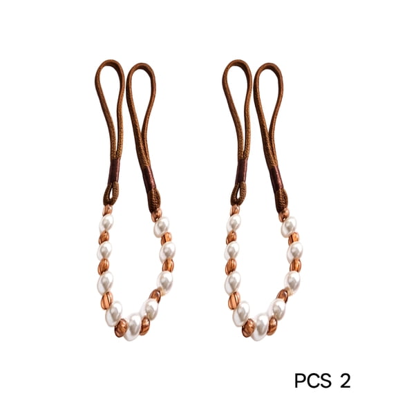 LAMIRO 2 Pack Acrylic Pearl Curtain Tie Backs Curtain Hooks,Elegant Beads Curtain Rope Straps,Decorative Holdbacks Curtain Holders,29In