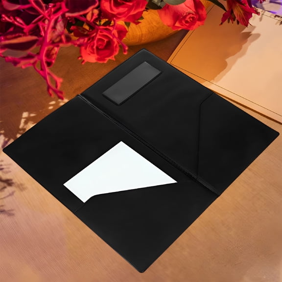 LAMIRO 2 Pack Check Presenters for Restaurants, Black PVC Guest Check Holder with Tip Slot, Bill Folder Card Holder for Servers Waitress Waiter, Fits Credit Cards and Receipts
