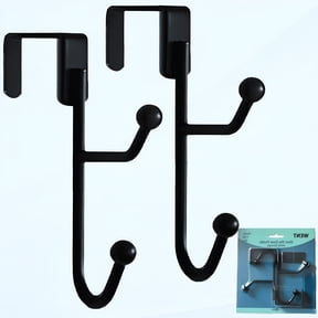 LAMIRO 2 Pack Over The Door Hooks Hanger,Suitable for 1.5-1.85" Thick Doors,Sturdy Metal Double Hook Hanger for Hanging Coats,Hats,Robes,Towels,Black