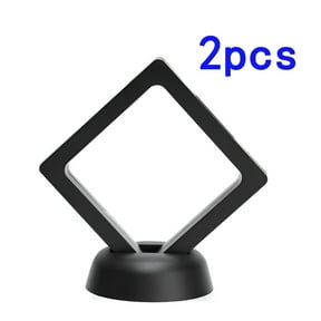 LAMIRO 2 Pcs 90*90mm 3D Floating Coin Display Frame Holder Box Case Stand, Black