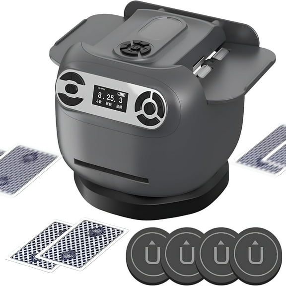 LAMIRO 2-in-1 Automatic Card Shuffler & Dealer Machine with 4 Wireless Remotes,Electric Quiet Poker Shuffler for Texas Hold'em,Blackjack,360/180/90 Adjustable Deal,1-2 Deck