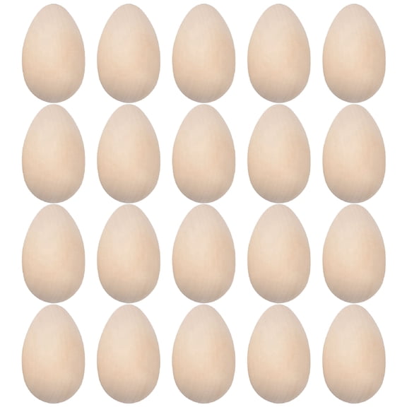 LAMIRO 20 Wooden Easter Eggs to Paint Unfinished Fake Eggs for Crafts & Party Supply