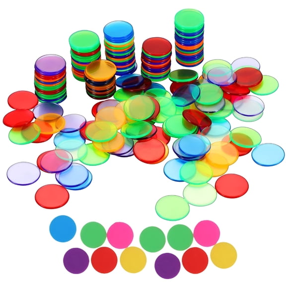 LAMIRO 200pcs Transparent Bingo Counting Chips Learning Counters Discs 19mm Mixed Color