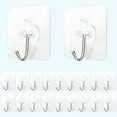 thumbnail image 1 of LAMIRO 20PCS Wall Hooks - Adhesive Hooks - 15lb(Max) Heavy Duty Adhesive Hooks,Reusable Sticky Stainless Steel Hook,Waterproof,Apply for Kitchen, 1 of 3