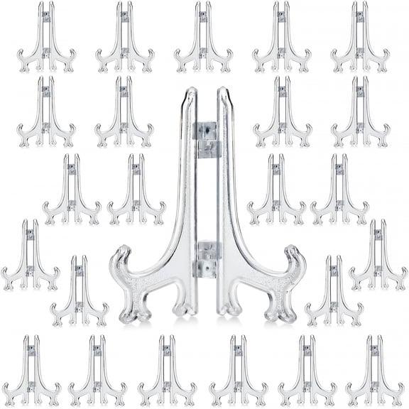 LAMIRO 24 Pack Acrylic Easel Set,Card Display Stand,Mini Easels for Sports Trading Cards,Baseball,Photos,Collectables (3 in)