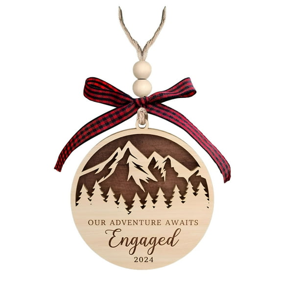 LAMIRO 2D Gifts For Newly Engaged Couples Happy Engagement Gifts For Her Bride Bride To Be Just Engaged Gifts For Her Friends Engagement Gift Wood Engagement Ornament