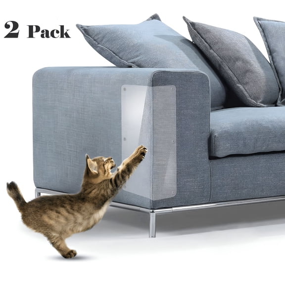 LAMIRO 2PCS Couch Defender for Cats, Stop Pets from Scratching Furniture, Premium Heavy Duty Flexible Vinyl Protector with Pins, Corners Scratch Cover, Claw Proof Pads for Upholstered Furniture