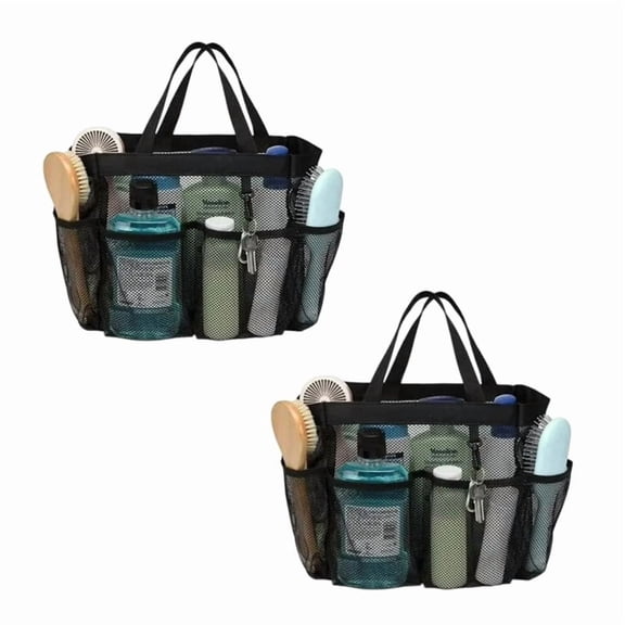LAMIRO 2Pcs Mesh Shower Caddy Portable for College Dorm Room Essentials with 8 Pockets,Hanging Shower Caddy Dorm Basket,Quick Dry Shower Bag for Bathroom