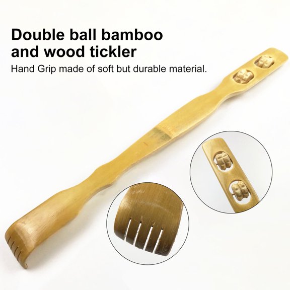 LAMIRO 2Pcs/Set Back Scratcher Wear-Resistant Relief Itchy Compact Bamboo Wood Long Backscratcher Body Relaxation Massager for Adult