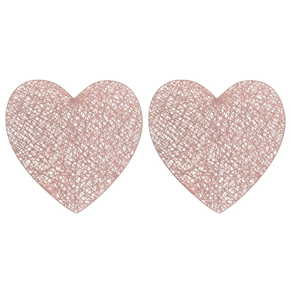 LAMIRO 2Pcs/Set Love Heart Placemats Valentines Day Table Decorations for Wedding Romantic Night Anniversary Party PVC Table Cup Mats - 15"