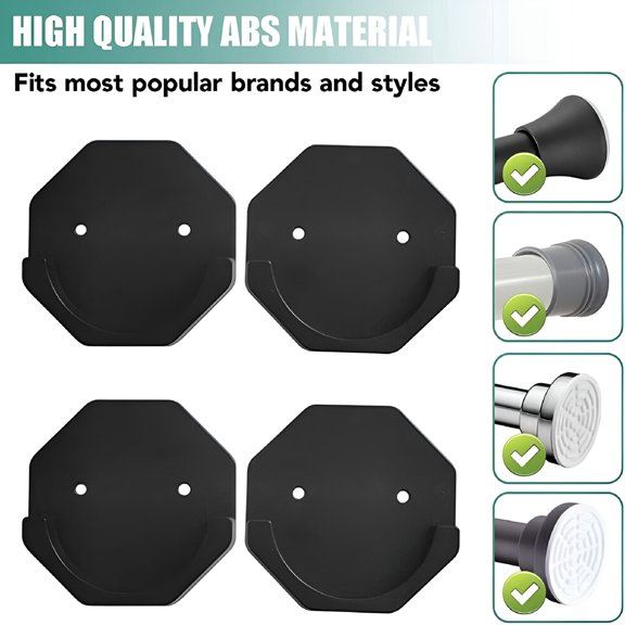 LAMIRO 2Pcs Shower Curtain Rod Tension Holder with Screw,Wall Mounted Shower Rods Holder Drill-Free Install,Adhesive Rod Mount Retainer,No Drilling