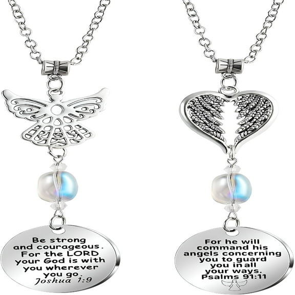 LAMIRO 2pack Guardian Angel Car Charms for Rear View Mirror, Christian Car Bible Decor, Rearview Mirror Hanging Accessories for Teen Girls Women (2pack Set)