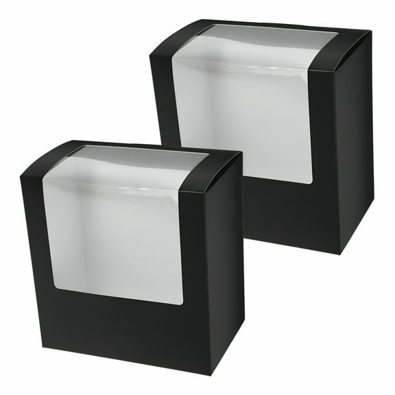 LAMIRO 2pcs Foldable Cardboard Hat Storage Boxes Clear Display Case for Travel Cowboy Hats and Baseball Caps Organizer