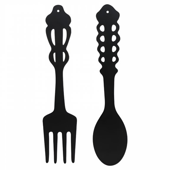 LAMIRO 2pcs Metal Fork Spoon Wall Decor kitchen wall decor farmhouse kitchen decor Black Sign Kitchen Rustic Hanging Sculpture Farmhouse Decor for Home Kitchen Room Decor