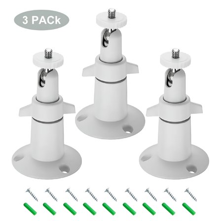 LAMIRO 3 Pack Adjustable Security Wall Mount, Weatherproof Indoor Outdoor Bracket for Surveillance Camera, White