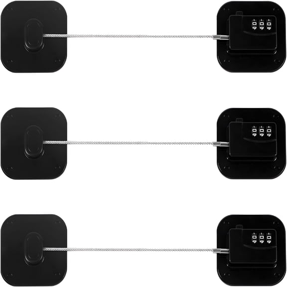 LAMIRO 3 Pack Fridge Lock, Upgraded Refrigerator Lock Combination, Freezer Lock for Upright Freezer, Cabinet Lock with Code for Child Safety, Refrigerator Lock for Kids, Black