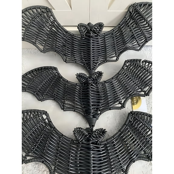 LAMIRO 3 Pack Halloween Rattan Bat Decorations Black Woven Bats for Hanging in The Tree,Porch,Yard,Lawn,Indoor,Outdoor,Rustic Modern Farmhouse Decor