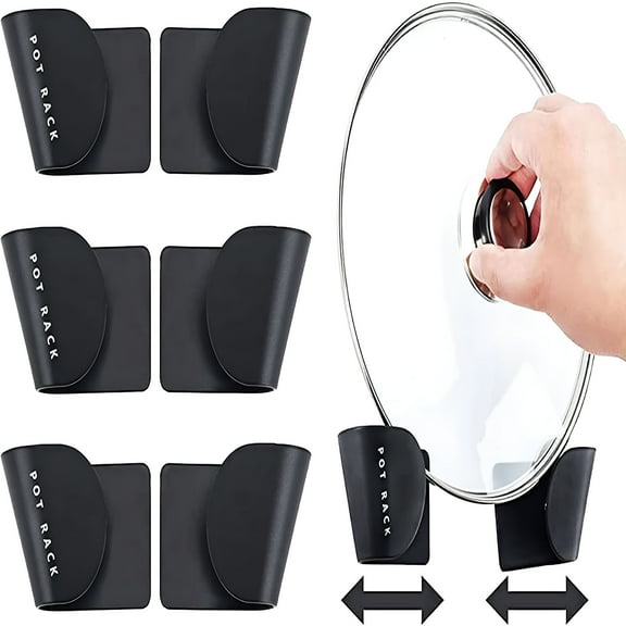 LAMIRO 3 Pack Pot Lid Organizer for Cabinet Door - Adjustable in-Cupboard Pot and Pan Lid Holders for Lids,Easy to Install Wall Mount Pot Lid Organizer for Kitchen Wall Inside Cabinet Door (3*Pack)