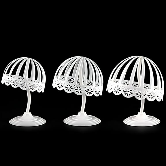 LAMIRO 3 Sets Baby Child Kid Mannequin Head Model for Hat Shop Dome Hat Cap Holder Rack Storage Wigs Show Display Stand Organizer Shelf