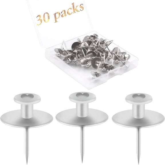 LAMIRO 30 PCS Picture Hanger Nails,Double Headed Push Pins Hooks Thumbtacks for Wall Hangings Picture,Decorative Small Hook Pins for Drywall Cork Board Home Office Photo Decorations