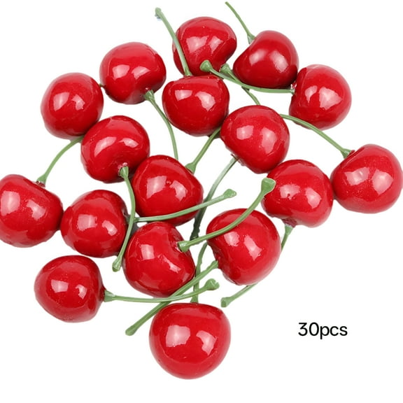 LAMIRO 30Pcs Simulation Fake Cherry Artificial Fruit Photography Props Decorations Cherry Decor