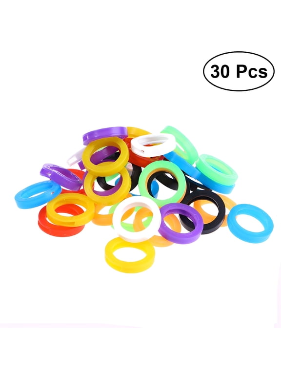 30pcs Bright Colored Key Caps Silicone Key Covers Elastic Key Tags Key Identifier Coding Rings (Mixed Color)
