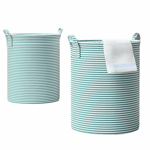 LAMIRO 35L Large Storage Laundry Hamper Basket with Handles for Dirty Clothes Toy Organizer Bins,Waterproof,Collapsible,Bathroom,Dorm,12 x 12 x 15 inches