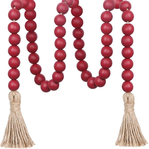 LAMIRO 39Inch Wood Bead Garland with Tassels Prayer Beads Garland Wall Hanging Home Decor
