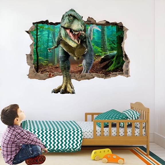 LAMIRO 3D Dinosaur Floor and Wall Sticker, Removable Kids Room Decor Decal, Self-Adhesive Nursery Art for Boys Bedroom, Playroom, and DIY Gift