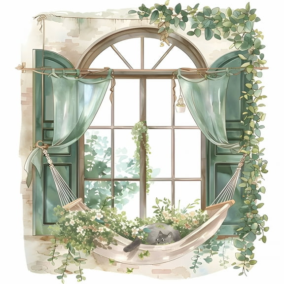 LAMIRO 3D Green Plants Fake Fake Window Sticker-Removable Nature Scenery Wall Decal for Home Decoration 3D Sticker Scene