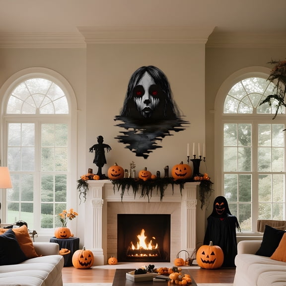 LAMIRO 3D Halloween Floor Ceiling Stickers,Creative Realistic Horror Ghost Wall Stickers,Scary Skeleton Zombie Floor Decals,Removable Halloween Decoration for Home Office Party Decors