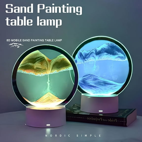 LAMIRO 3D Sand Art Liquid Motion,Kinetic Art Quicksand Painting with Led Light Home Office Relaxing Mood Desktop Sandscape