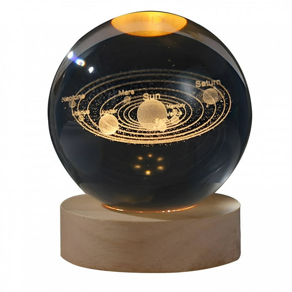 LAMIRO 3D Solar System Crystal Ball with Led Lighting, Solar System Model Decor Science Astronomy Gifts