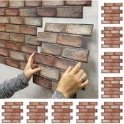 LAMIRO 3D Wall Panels,High-Quality Faux Brick Paneling,10PCS PVC Wall Cladding,Peel And Stick For Interior Wall Decor,Bedroom,Living Room Lobby Natural Red