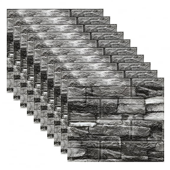 LAMIRO 3D Wall Panels Peel and Stick, 10 Pack Self Adhesive Waterproof Foam Faux Brick Wallpaper, Soft XPE Wall Decor for Living Room, Bedroom, Kitchen, Fireplace