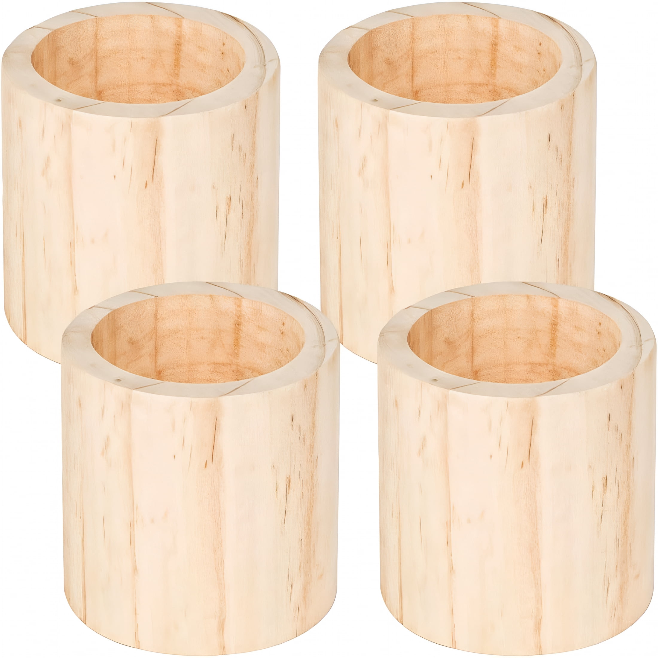 LAMIRO 4 PCS Round Wood Bed Risers,Furniture Risers Wood Grain Finish ...