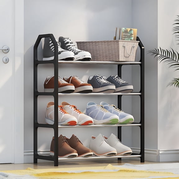 LAMIRO 4-Tier Stainless Steel Shoe Rack Organizer for Front Door Entrance and Entryway - Easy to Install,Space-Saving Shoe Organizer Standalone Shoe Rack for Closet Bedroom,Floor,Outdoor