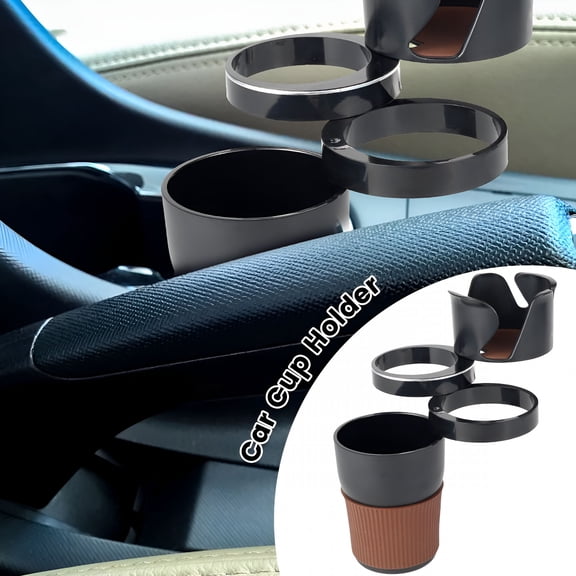 LAMIRO 4-in-1 Car Cup Holder, All Purpose Car Cup Holder and Organizer, Anti-Slip Triple Car Cup Holder with 360Rotation Tray, Road Trip Essentials