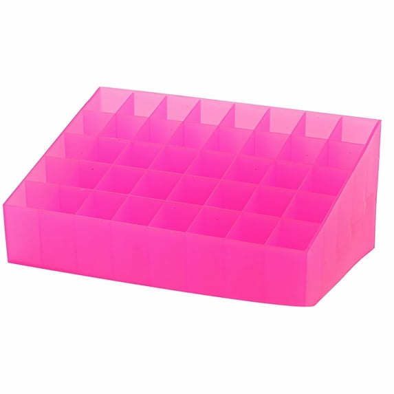 LAMIRO 40 Slots Lipstick Storage Box Creative Lipstick Jewelry Storage Holder Makeup Desk Organizer for Home Shop (Pink)