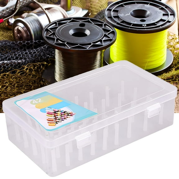 LAMIRO 42 Slots Large Capacity Sewing Thread Holder for Spools of Thread,Fishing Line Sorting Box,Empty Thread Storage Box,Sewing Yarn Spools Container Storage Case